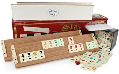Obrázok produktu pre Drevená a plastová hra Rummy s žetónmi z melamínu