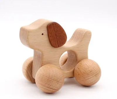 Produktbild von Holz Greifhund und  Greifspielzeug aus Buchen Holz Baby Spielzeug Kleinkinder Spielzeug Hund Spielzeug Opa