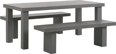 Produktbild von BELIANI Gartenmöbel Set aus Beton mit großem Tisch und 2 Sitzbänken Modern Industriell Stil Indoor & Outdoor