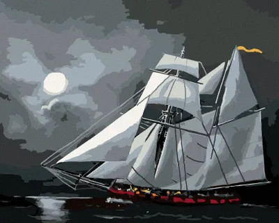 Produktbild von Zuty - Malen nach Zahlen - SEGELSCHIFF BEI VOLLMOND (D. RUSTY RUST), 40x50 cm, mit Keilrahmen (bereits gespannt)