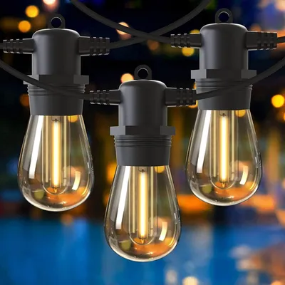 Imagen del producto de Guirnalda de luces de 16 metros - 15+1 bombillas S14 - IP65, resistente al agua - Luz cálida - Para uso en exteriores