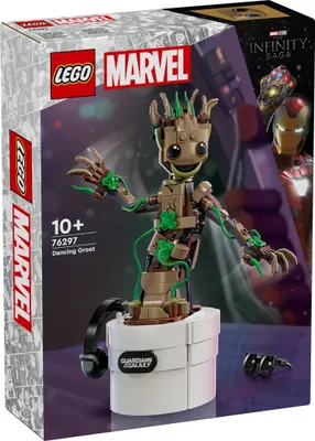 Productafbeelding van LEGO Marvel Dansende Groot, geanimeerde minifiguur van een personage uit Guardians of the Galaxy, interactieve speelset, superheldencadeau voor jongens en meisjes 76297