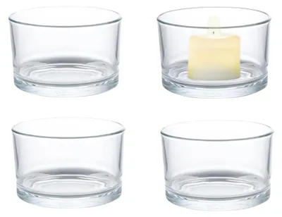 4er-Set Glas-Teelichthalter, klar, 7,5 cm x 5 cm, für Tischdeko