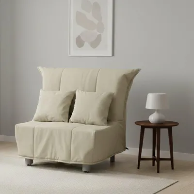Produktbild von Schlafsofa Alma, Einzelsofa, 100%  Italy, Wohnzimmersessel mit Trolley-Öffnung, aus gepolstertem Stoff, inklusive Kissen, Cm 85x90h85, Beige