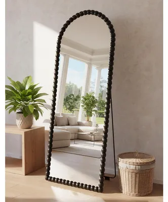 Image de Miroir mural corporel, format 193x86 cm, couleur noire, design incurvé, verre HD