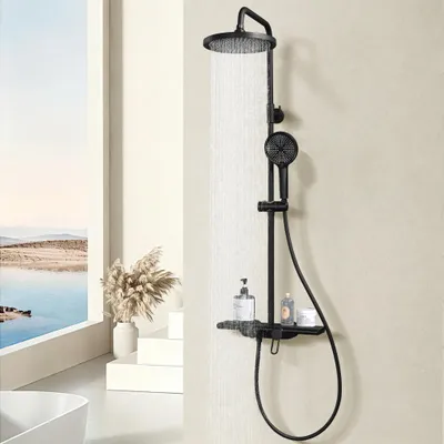 Zdjęcie produktu dla Homelody zestaw prysznicowy z dużą półką 400×110 mm – chromowany, do łazienki