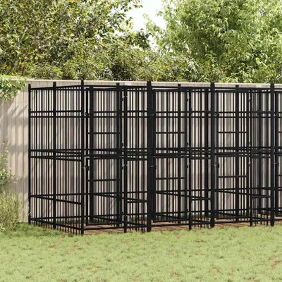 Image de vidaXL Enclos extérieur pour chiens acier 11,06 m