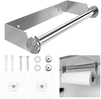 Produktbild von Halterung für Küchenpapierrollen, keine Bohrmontage erforderlich, aus Edelstahl, für die Küche, Halterung für Küchenpapierrollen, Küchenpapierhalter, Haushaltsrollenhalter, Küchenpapierrolle
