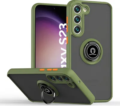 Produktbild von Samsung S23 Hülle, Ring Halter Ständer Matte Transluzent TPU Rahmen Stoßfest Schutzhülle für Samsung Galaxy S23 Grün