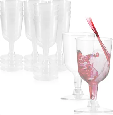 Produktbild von com-four® 16x Mehrweg Weinkelch - transparente, stapelbare Weingläser aus Kunststoff für Party, Camping und unterwegs - wiederverwendbar und spülmaschinengeeignet