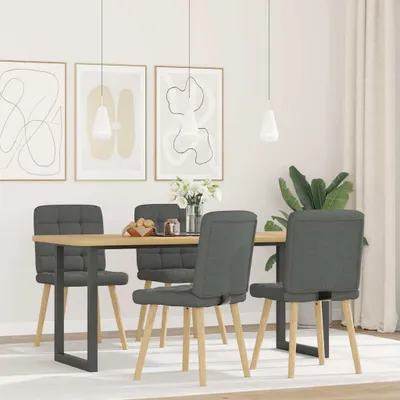 Image de vidaXL Chaises de salle à manger 4 pcs. Tissu gris foncé