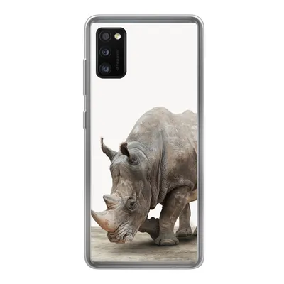 Produktbild von MuchoWow® Handyhülle Schutzhülle Hülle für Samsung Galaxy A41 Nashorn - Jungen - Wildtiere - Kinder - Mädchen - Tiere Silikon Softcase Handy Hülle - Mobiltelefon
