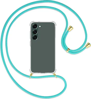 Produktbild von Handykette Backcover-Schutzhülle mit Band (Metall goldfarben) für Samsung Galaxy S23 Plus - türkis
