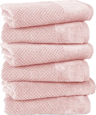 Produktbild von Pure Label 6-TLG Handtücher Set mit Aufhängeschlaufen aus Baumwolle, saugstark und weich | 6er Pack Handtücher 50x100 cm aus Baumwolle, Rosa