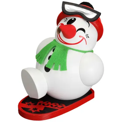 Productafbeelding van Cool-Man met snowboard - Rookfiguur (12 cm) Rookman van Seiffener volkskunst