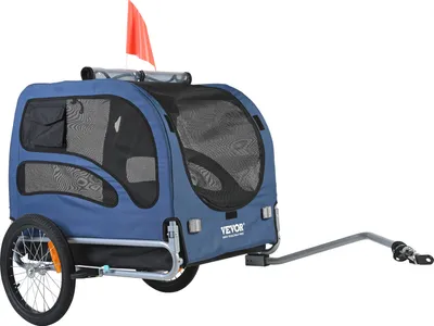 Produktbild von VEVOR přívěs pro psy 45 kg přívěs pro jízdní kola uhlíková ocel + 600D Oxford tkanina + PP skládací 1440 x 725 x 845 mm jako přívěs Složený rozměr 810 x 570 x 195 mm přívěs pro psy jogger Modrý