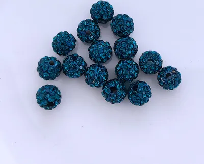 Obrázek produktu pro Shamballa Perlen, glitzer, 10 mm, 10 Stück, Türkis dunkel