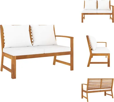 Produktbild von vidaXL Gartenbank 114,5 cm mit Creme Kissen Massivholz Akazie -  Gartensofaelemente
