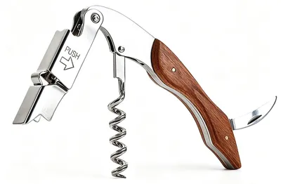 Image de Couteau de sommelier - Avec coupe-capsule intégré - Tire-bouchon pour bouteilles - Manche ergonomique