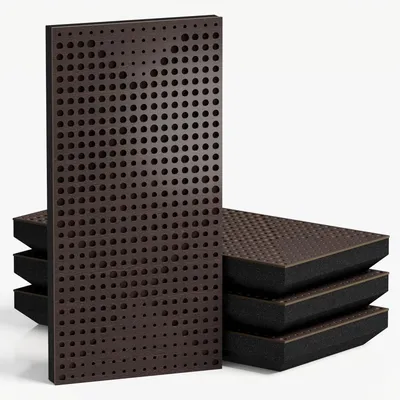 Imagen del producto de Juego de 10 paneles acústicos estrechos WILDS-F, 50x25x5 cm, wengué/marrón