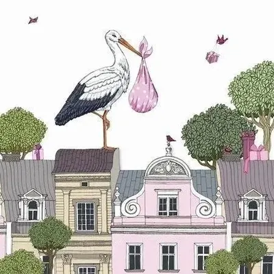 Produktbild von Ręcznie robiona kartka okolicznościowa Narodziny Dziewczynki z kryształkiem Swarovski