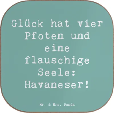 Produktbild von Mr. & Mrs. Panda Untersetzer Glas Spruch Havaneser Glück - Meeresbrise - Geschenk, Gläser, Tassen, Tasse, Hunderasse, Hunderassen Pflege, Hunde, Charakter, Haustiere