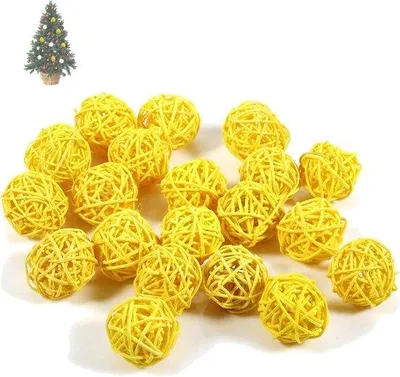 Productafbeelding van Rieten bolletjes - 20 stuks, geel