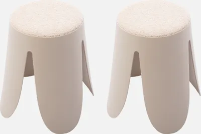 Produktbild von sweeek - 2er Set stapelbare Hocker, strukturierter Bouclébezug - Beige