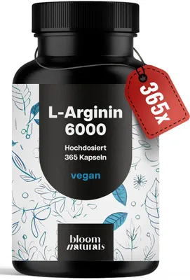 Produktbild von Bloom Naturals L-Arginin 365 Kapseln 6000 mg Tagesdosis