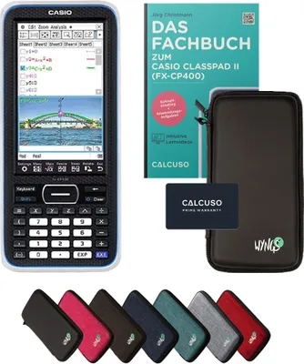 Produktbild von Casio Classpad II (fx-CP400) inkl. Schutztasche Schwarz & Fachbuch (176 Seiten, 17x24cm) – Grafikrechner – Smart Set
