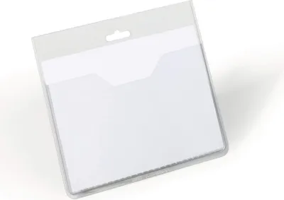 Obrázek produktu pro DURABLE Jmenovka s perforací 60x90 mm, ?áste?n? uzav?ená, transparentní, 813619, 20 ks