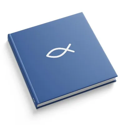 Produktbild von itenga Gästebuch Kommunion Taufe "Fisch" 120 Seiten blau 21,0 x 21,0 cm