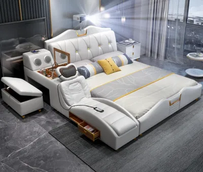 Produktbild von Multifunktions Bett Luxus Design Betten Doppel Regal 180x200cm Neu