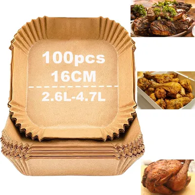 Produktbild von Backpapier für Heißluftfritteuse, 100 Stück, 16cm, 3-5L, wasserdicht, ölfest