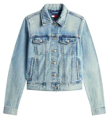 Productafbeelding van Tommy Jeans - Truckerjas voor dames, model GT64084 (maat 40 DE), in lichte jeansblauw