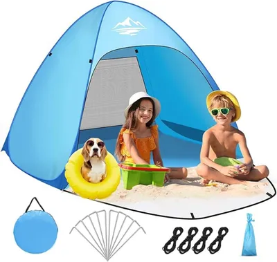 Zdjęcie produktu dla Automatyczny Namiot Plażowy Samorozkładany Pop-Up – Zamykana Muszla Plażowa z Zamkiem i Filtrem UV 50+ | Przenośny Namiot Rodzinny