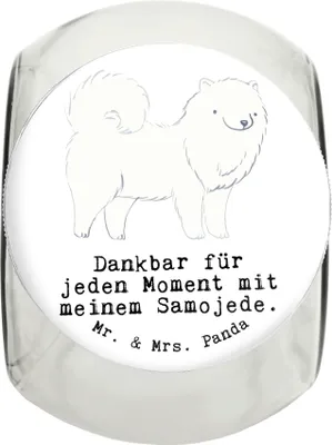 Produktbild von Mr. & Mrs. Panda Dose Samojede Moment XL 2000ml - Weiß - Geschenk, Bonbonglas, Samojedenhund, Vorratsglas, Keksdose, Tierfutterbehälter, Vorratsbehälter, Samojedenspitz