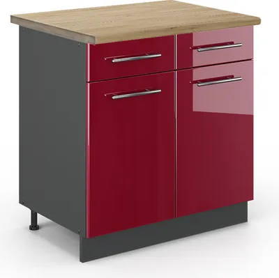 Immagine prodotto di Mobiletto base per cucina Vicco Fame-Line Bordeaux lucido 80 cm , PL Rovere, Model 46860