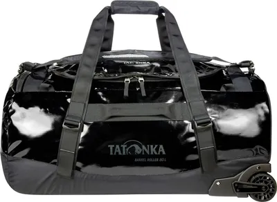 A black rolling duffel bag.