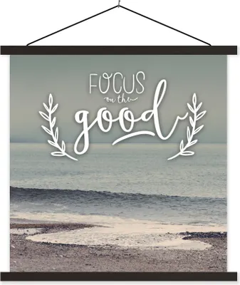 Produktbild von MuchoWow® Textilposter Konzentriere dich auf das Gute" - Sprüche - Zitate 90x90 cm mit schwarzem Rahmen - Magnetisches