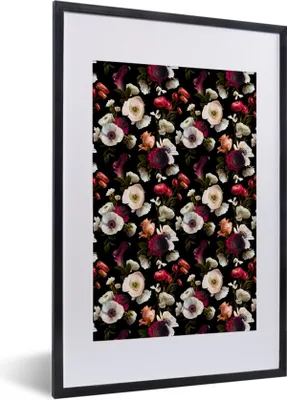 Produktbild von MuchoWow® MuchoWow® Gerahmtes Poster Blumen - Farben - Muster 40x60 cm - Poster mit zchwarzem Bilderrahmen - Poster in Rahmen