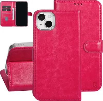 Produktbild von UNIQ Accessory iPhone 15 & 14 Plus Book type case - Kartenhalter für 3 Karten - Magnetischer Verschluss - Hot Pink
