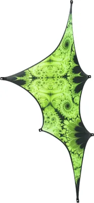 Produktbild von PSYWORK Schwarzlicht Segel Elasthan "Fractal Green Black I Left", 1,50x2,75m