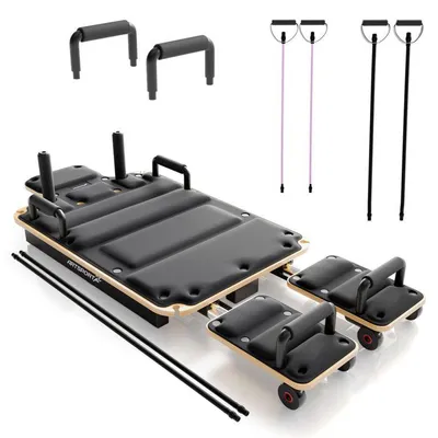 Produktbild von ARTSPORT® Pilates Board Movea Schwarz - Heimtrainer aus Birkenholz & Aluminium, Fitnessgerät, belastbar 200 kg