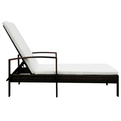 Image de vidaXL Chaise longue avec support Poly rotin brun