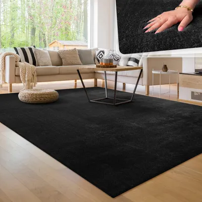 Produktbild von Moderner Wohnzimmer Teppich Kurzflor Waschbar Weich Felloptik Anti-Rutsch Grösse 120x160 cm