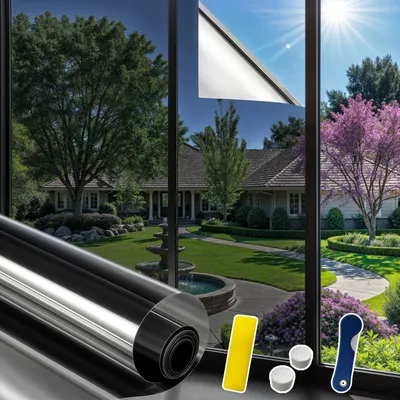 Produktbild von Folie für Fenster 60 x 200 cm, Spiegelfolie, statisch, Hitzeschutz, für Zuhause