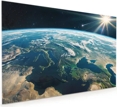 Produktbild von Küchenrückwand Spritzschutz Glas mit Motiv Blick Auf Die Erde 40 x 40 cm