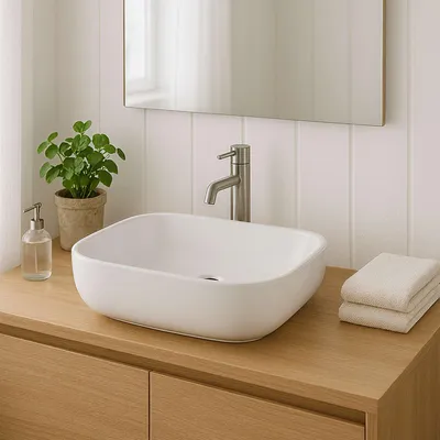 Produktbild von Paulas Bad Keramik Aufsatzwaschbecken Waschschale Sanitärkeramik weiß Valentina