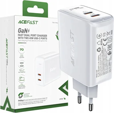 Produktbild von Acefast Schnellladegerät Gan Usb C 50W Pd Qc 3.0 Afc Fcp Weiß